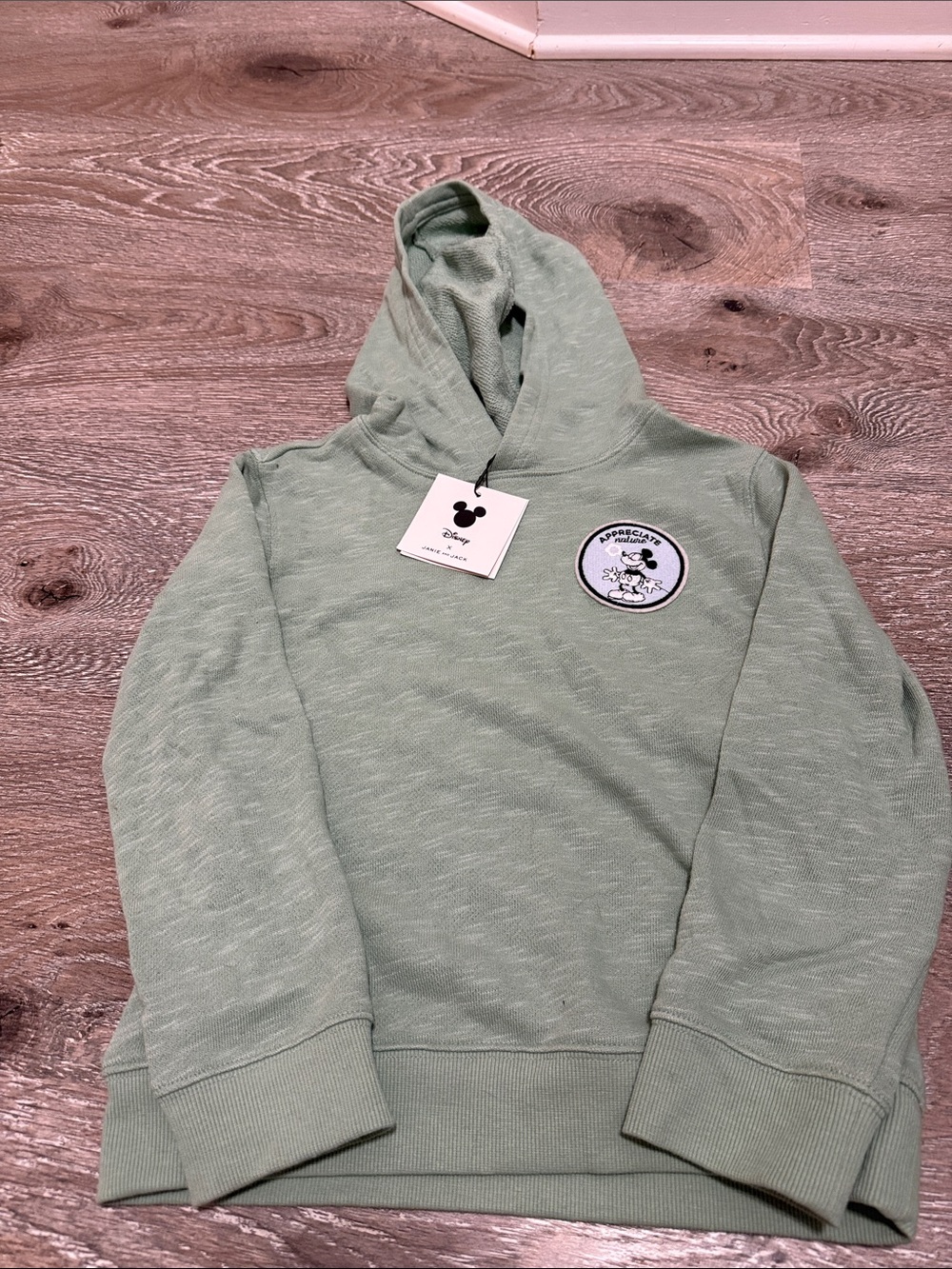 NWT Disney Light Green Boys' Hoodie with Mickey Patch